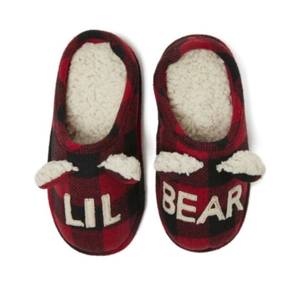 Dearfoams Cozy Comfort Toddler Bear Plaid Closed Back Baby Slippers Size 9-10